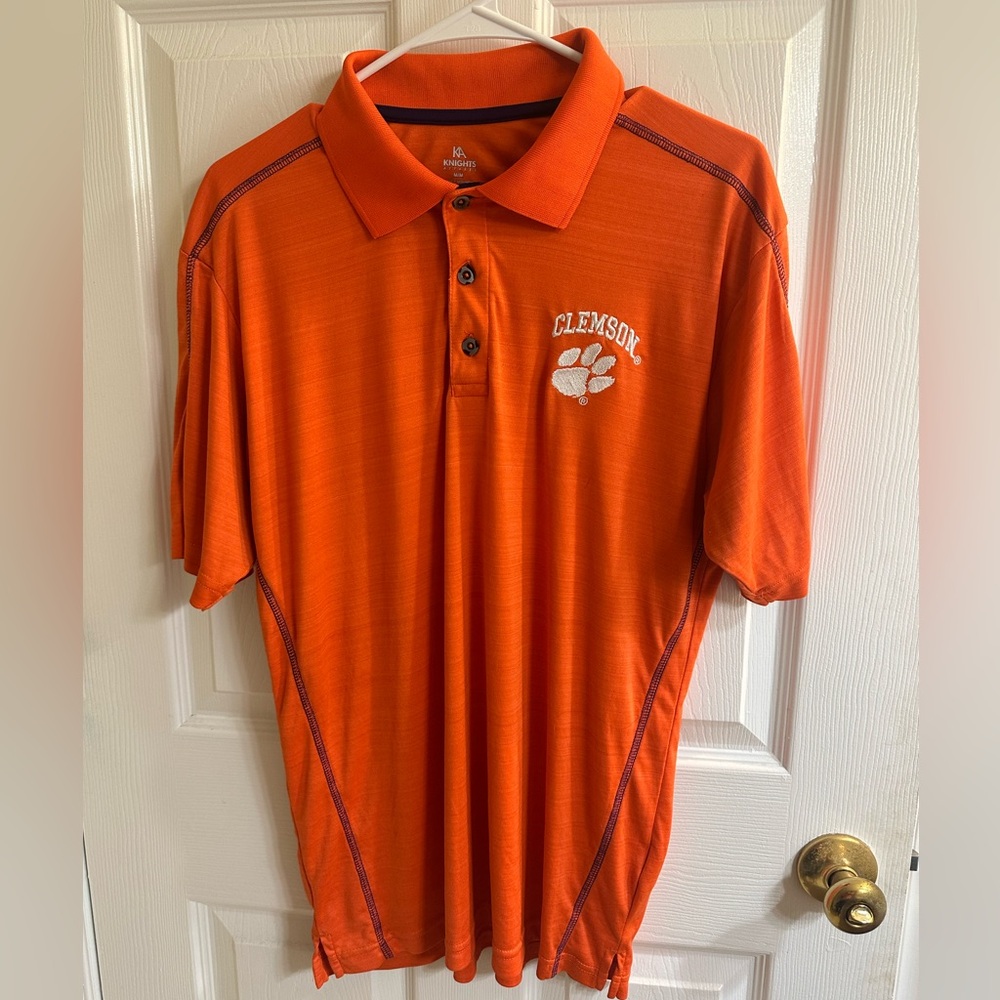 Clemson Tigers Knights Apparel Orange Polo Shirt Size 38-40 Medium